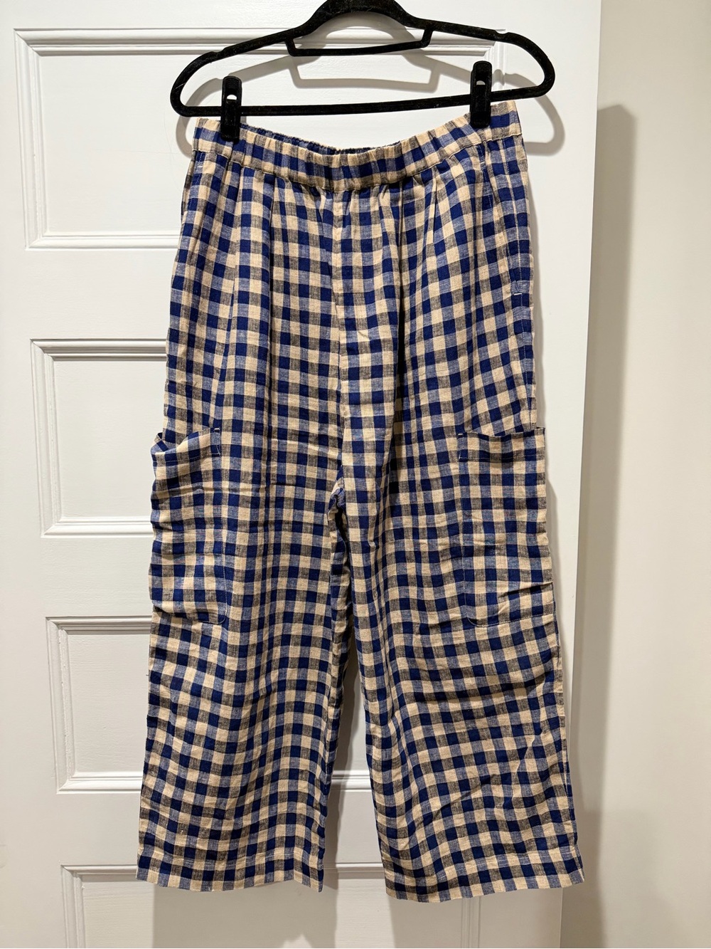 TOAST Gingham Linen Cotton Patch Pocket Pants size M